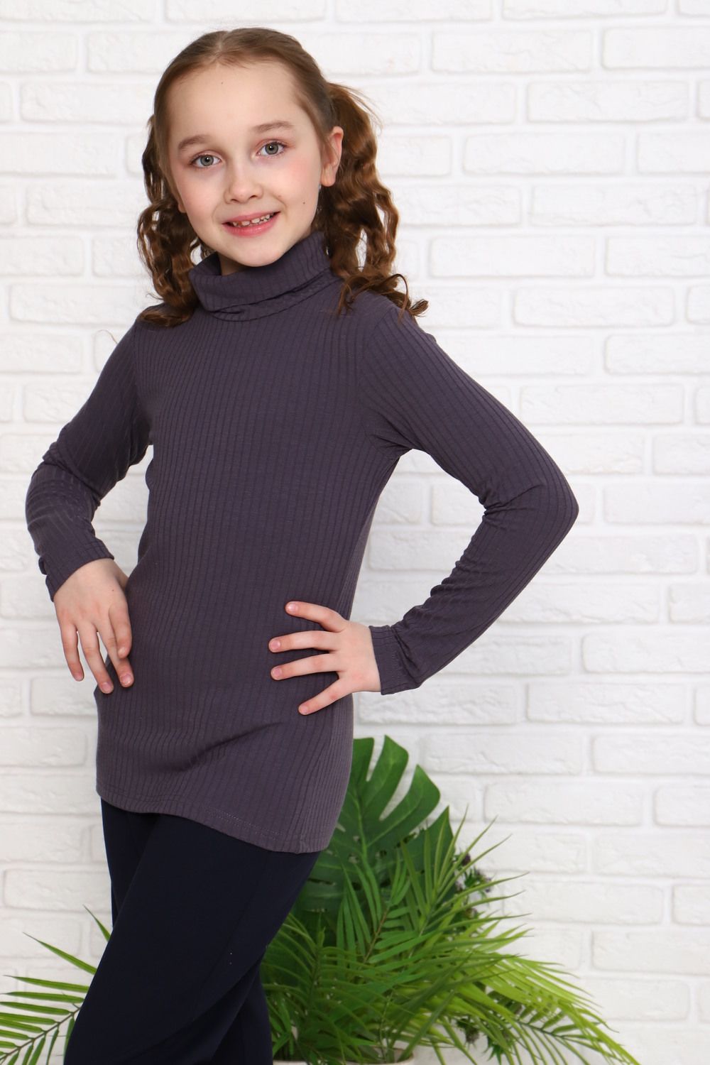 Водолазка Ребекка длинный рукав детская - темно-серый