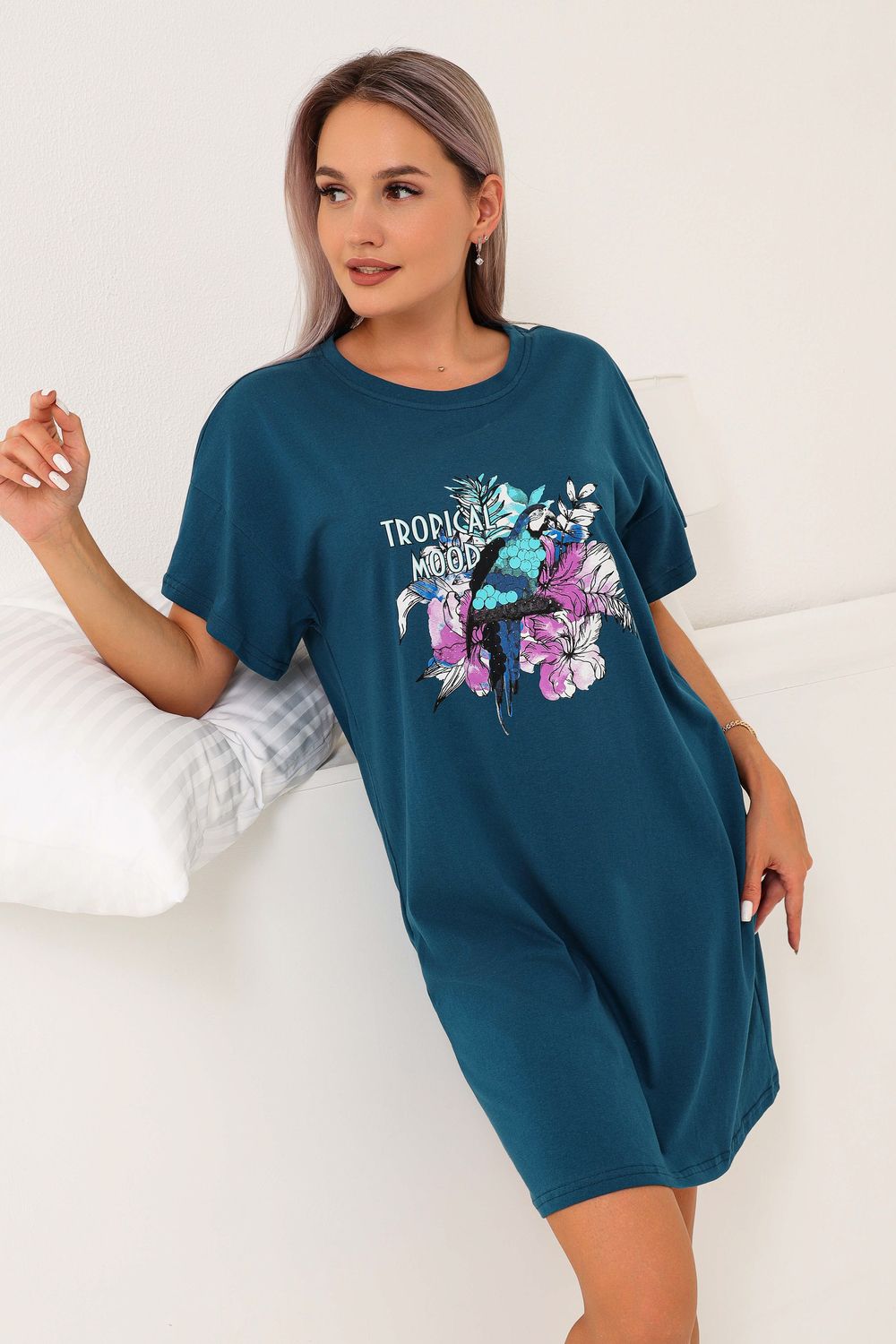 Туника Tropical mood - петроль