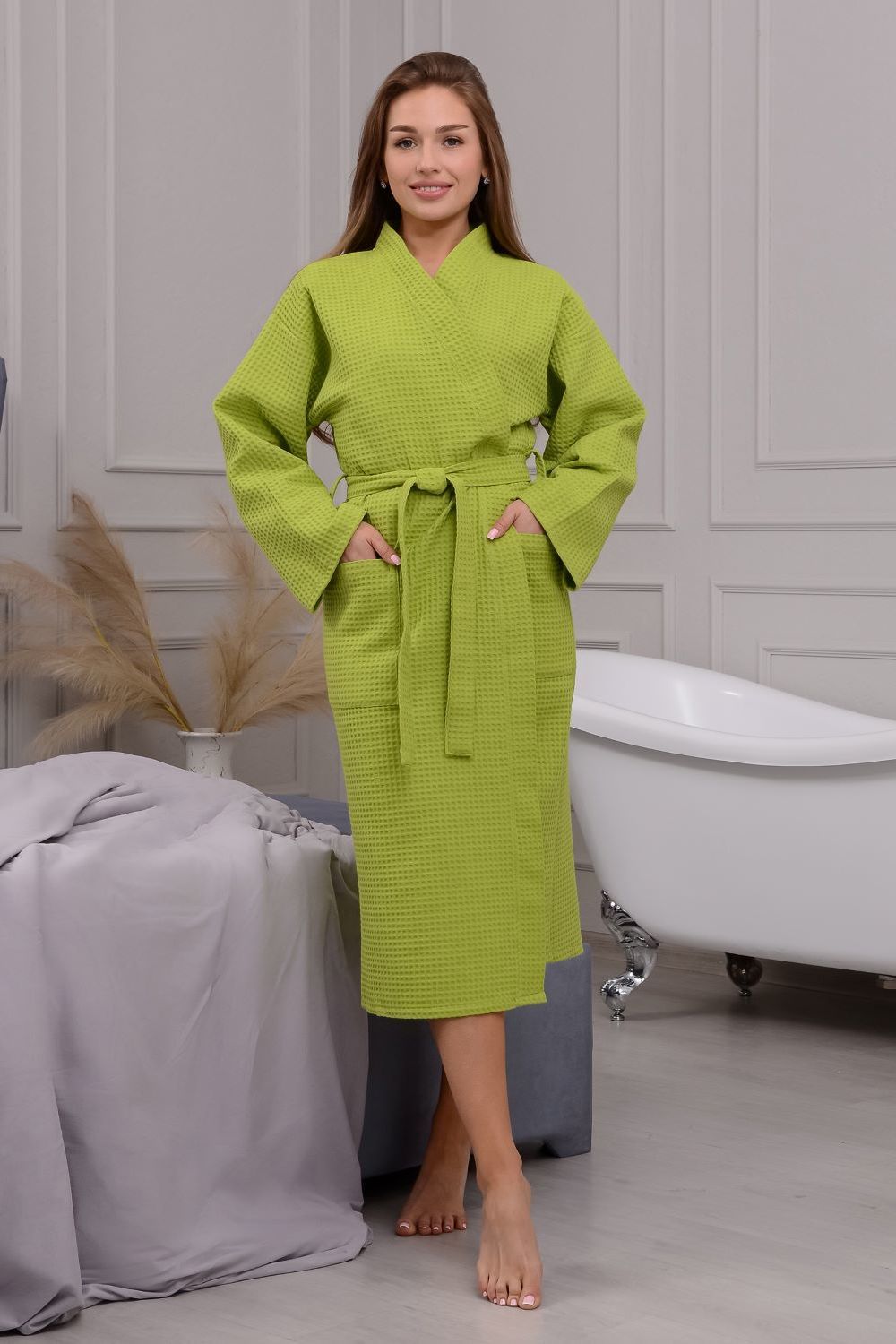 Халат Кимоно удлиненный ВДК-242 женский - фисташковый