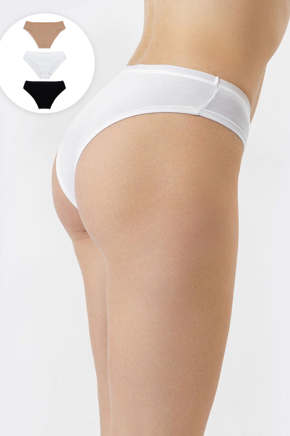 Трусы женские 412246-3 - белый, бежевый, черный