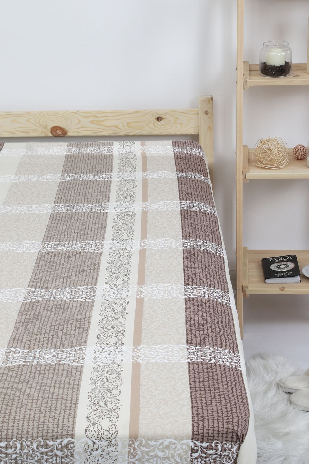 Простыня бязь 142г/м2 Орнамент - коричневый/бежевый