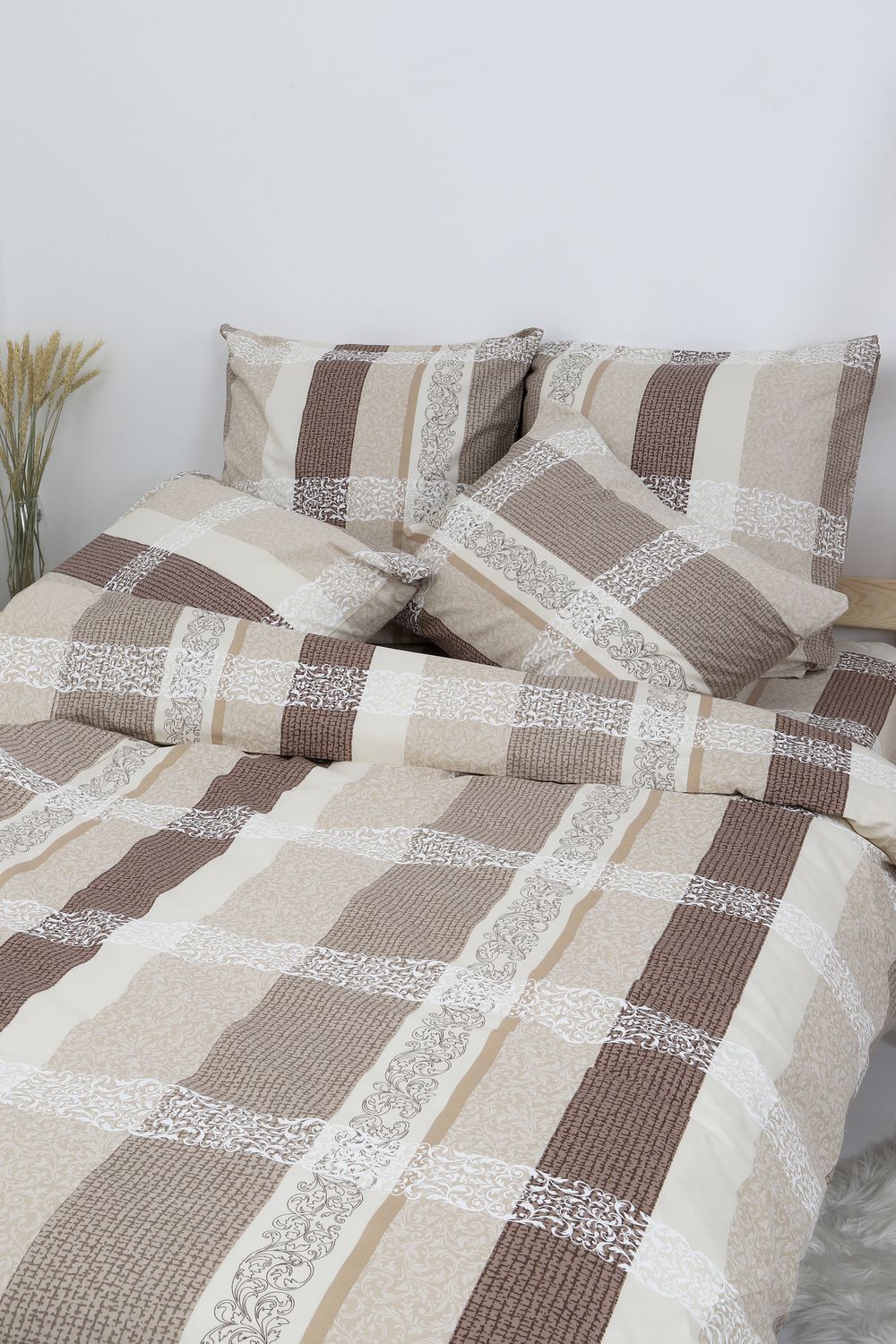 Пододеяльник бязь 142г/м2 Орнамент - коричневый/бежевый