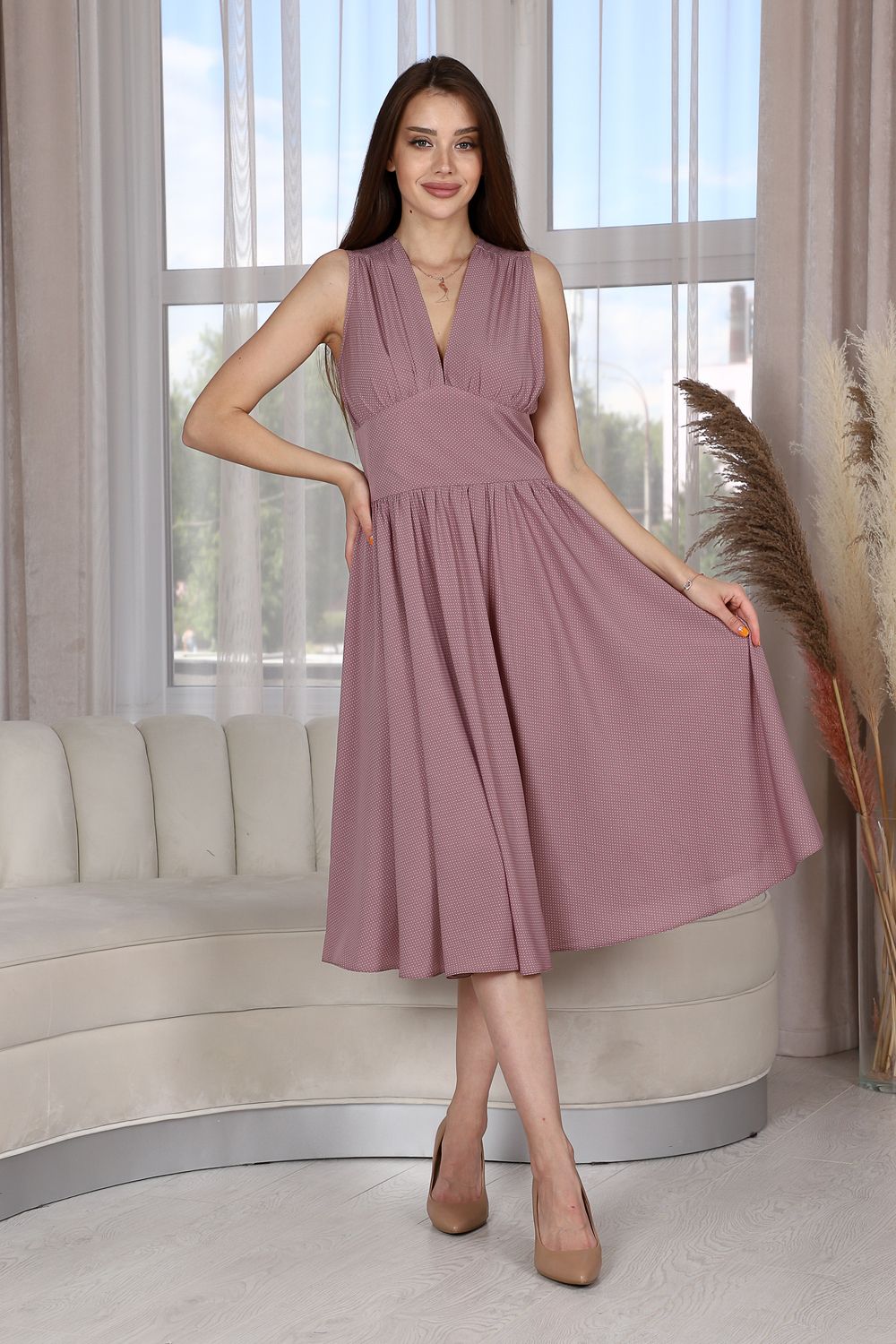 Платье П219 - с-коричн,бел