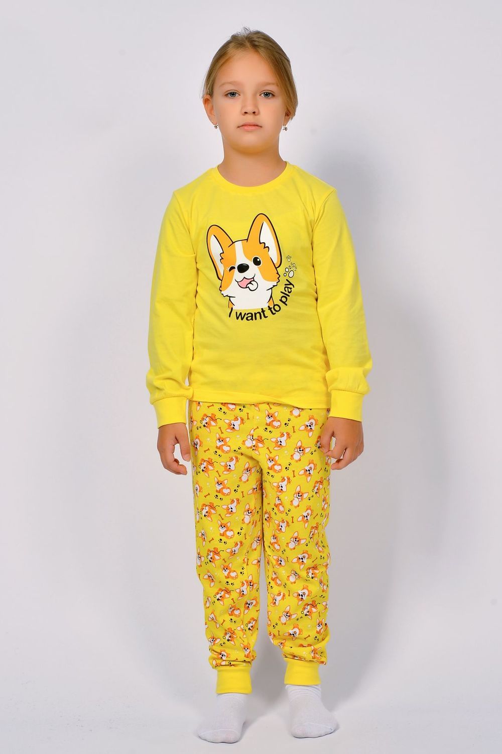Пижама детская 91225 - желтый корги