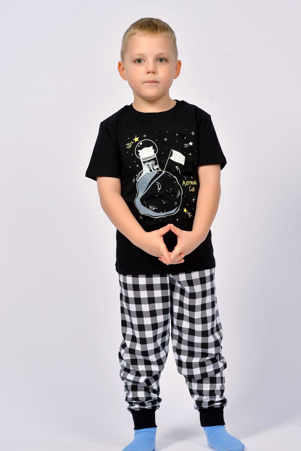 Пижама для мальчика 92210 - черный/черная клетка