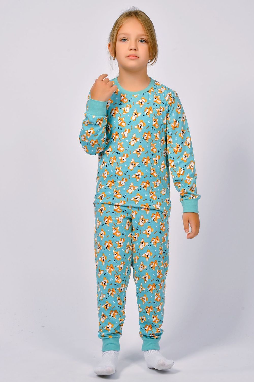 Пижама детская 91223 - пастельно-бирюзовый корги