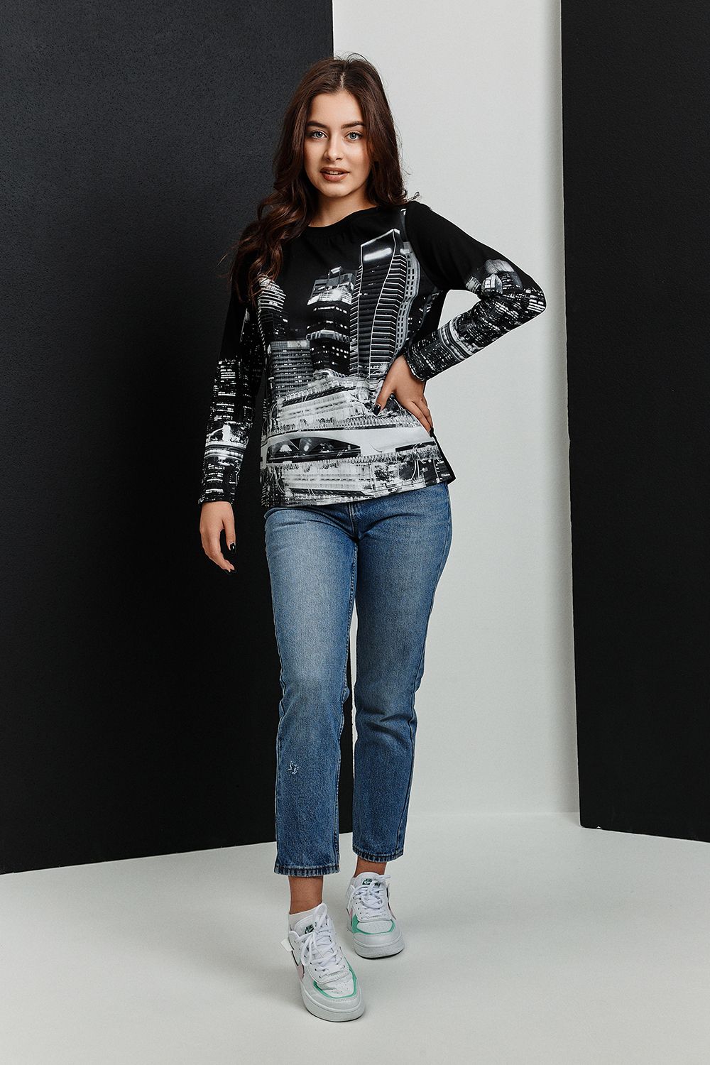 Туника 67085 - черный+город