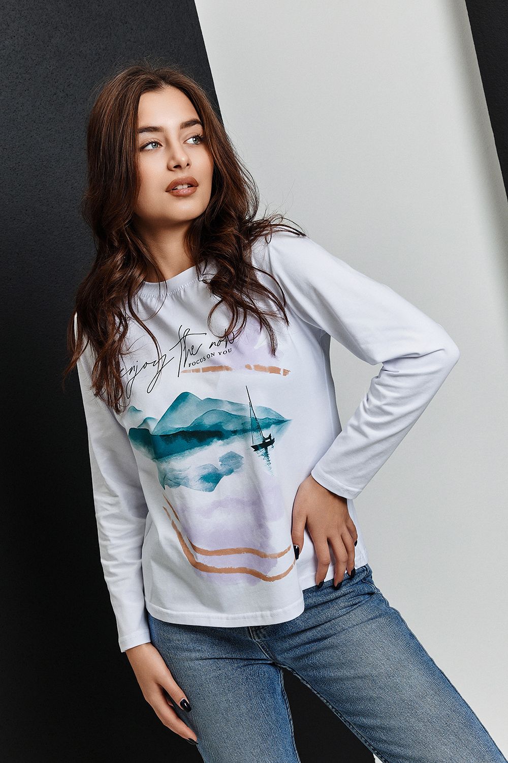 Туника 67085 - белый+акварельный бриз