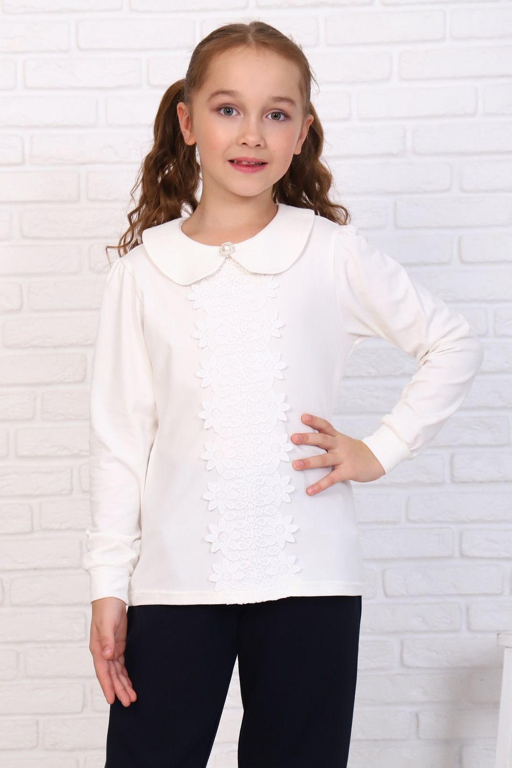 Тамара блузка длинный рукав детская - экрю