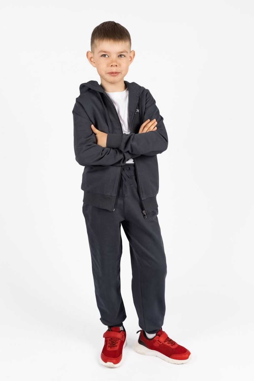 Спортивный комплект детский (джемпер, брюки) - темно серый