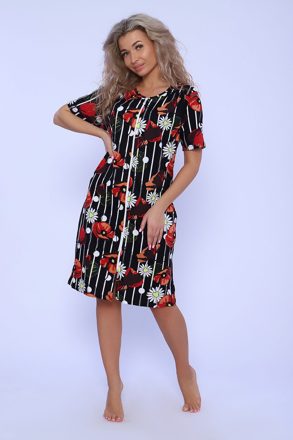 Халат 59204 - черно-красный