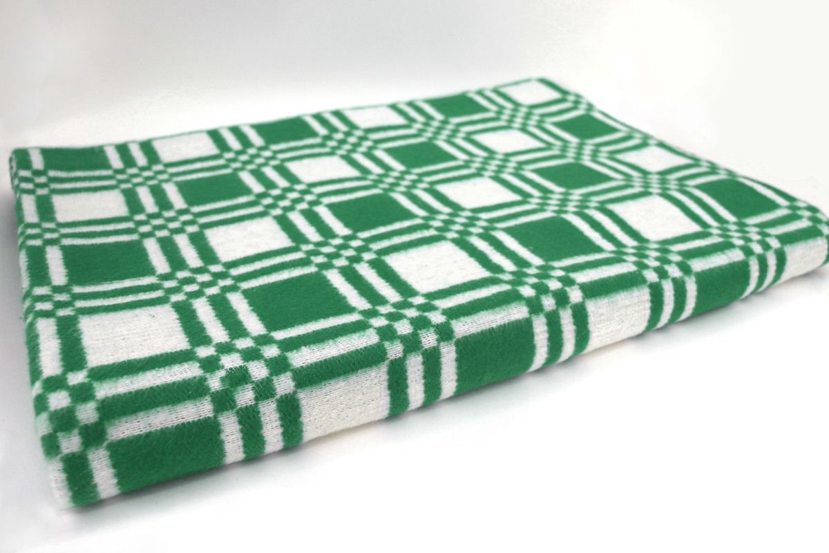 Одеяло байковое Клетка - зеленый
