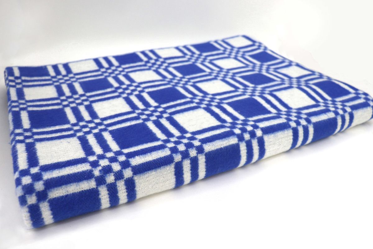 Одеяло байковое Клетка - синий