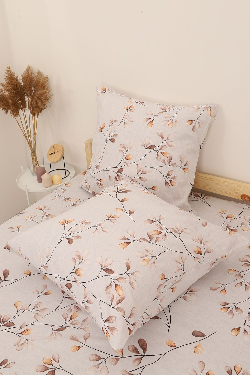 Наволочка перкаль Веточки - бежевый