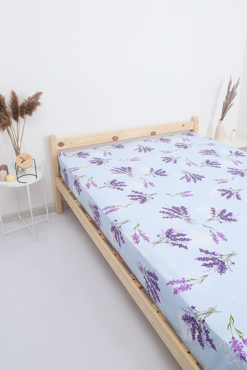 Простыня на резинке бязь ГОСТ Лаванда - светло-голубой