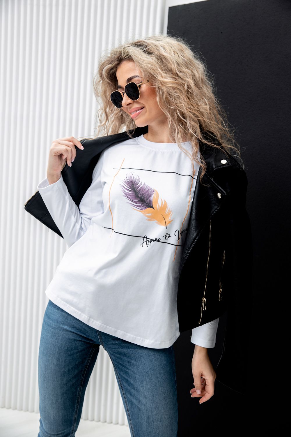 Туника 67085 - белый+перо