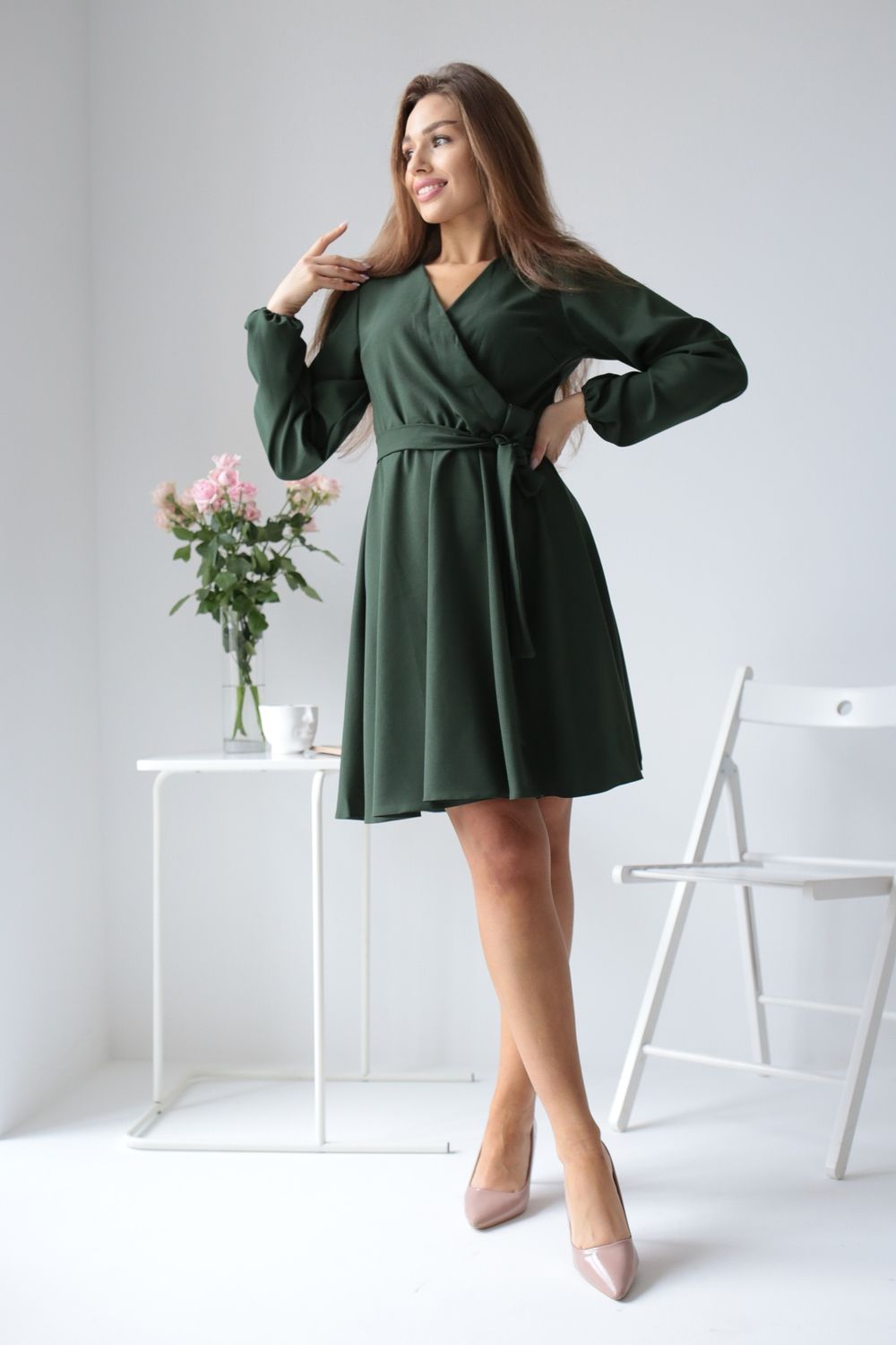 Платье на запах 400002 Барби - черный