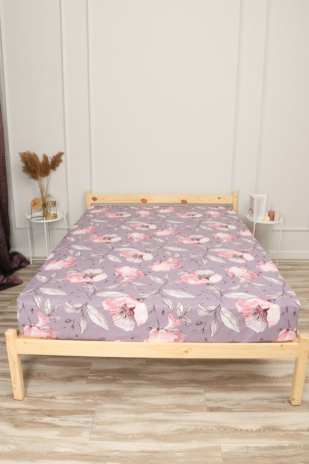 Простыня на резинке бязь ГОСТ Азалия - фиолетовый