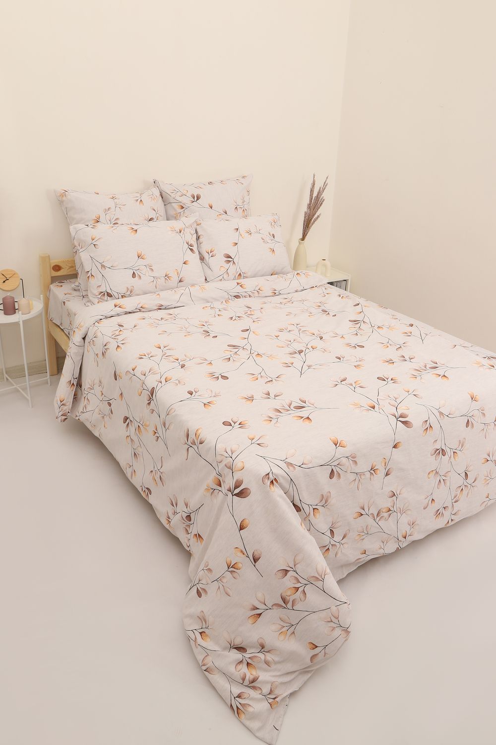 Пододеяльник перкаль Веточки - бежевый