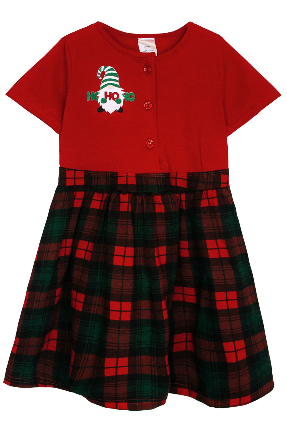 Платье для девочки 81204 - красный/зеленая клетка