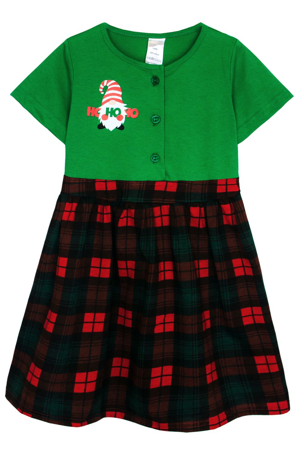Платье для девочки 81204 - зеленый/зеленая клетка