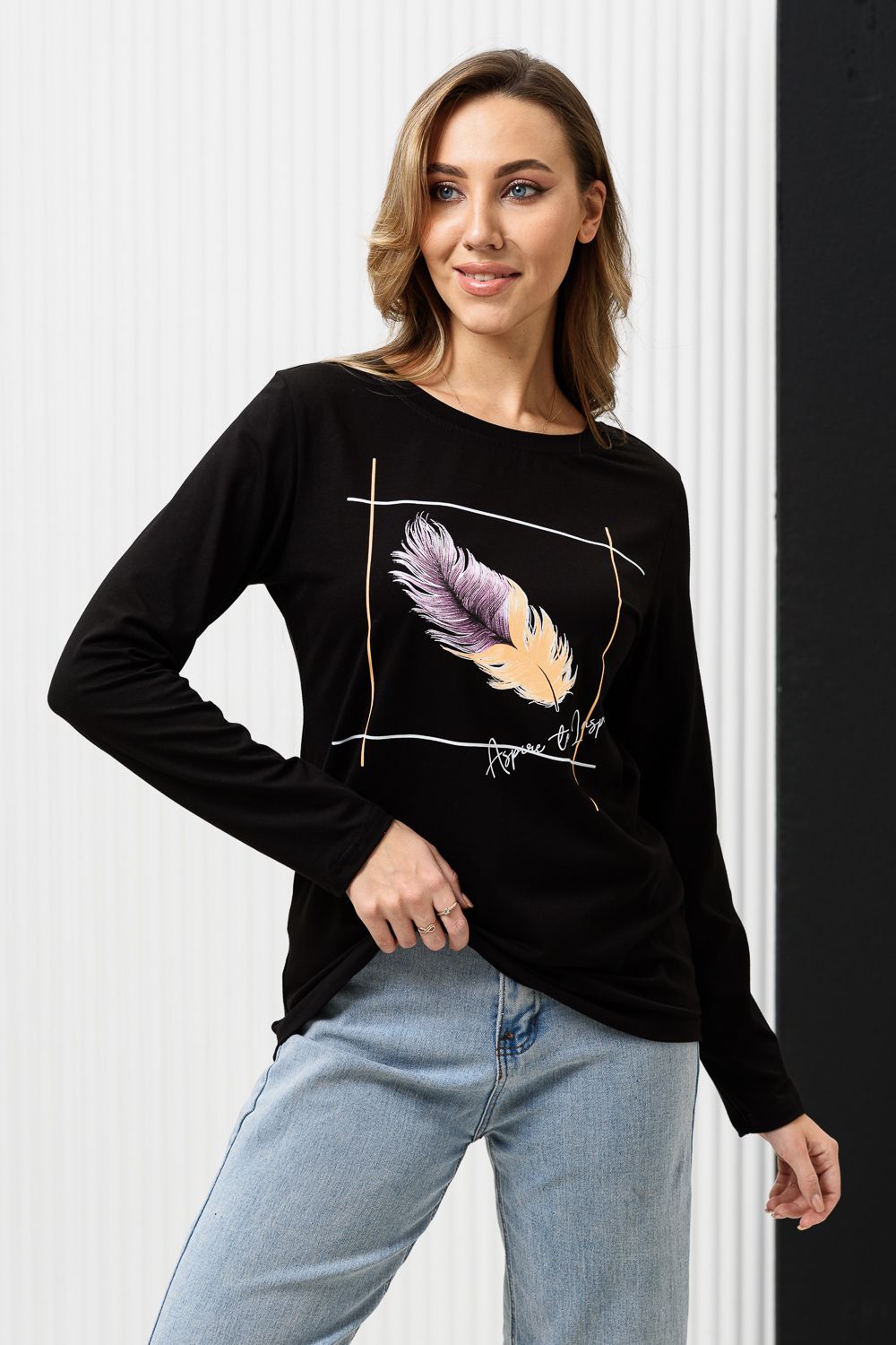 Туника 67085 - черный+перо