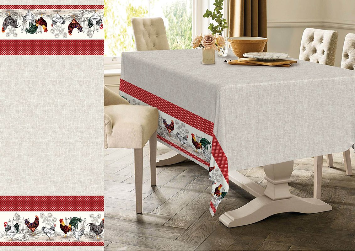 Скатерть рогожка - Птичий двор