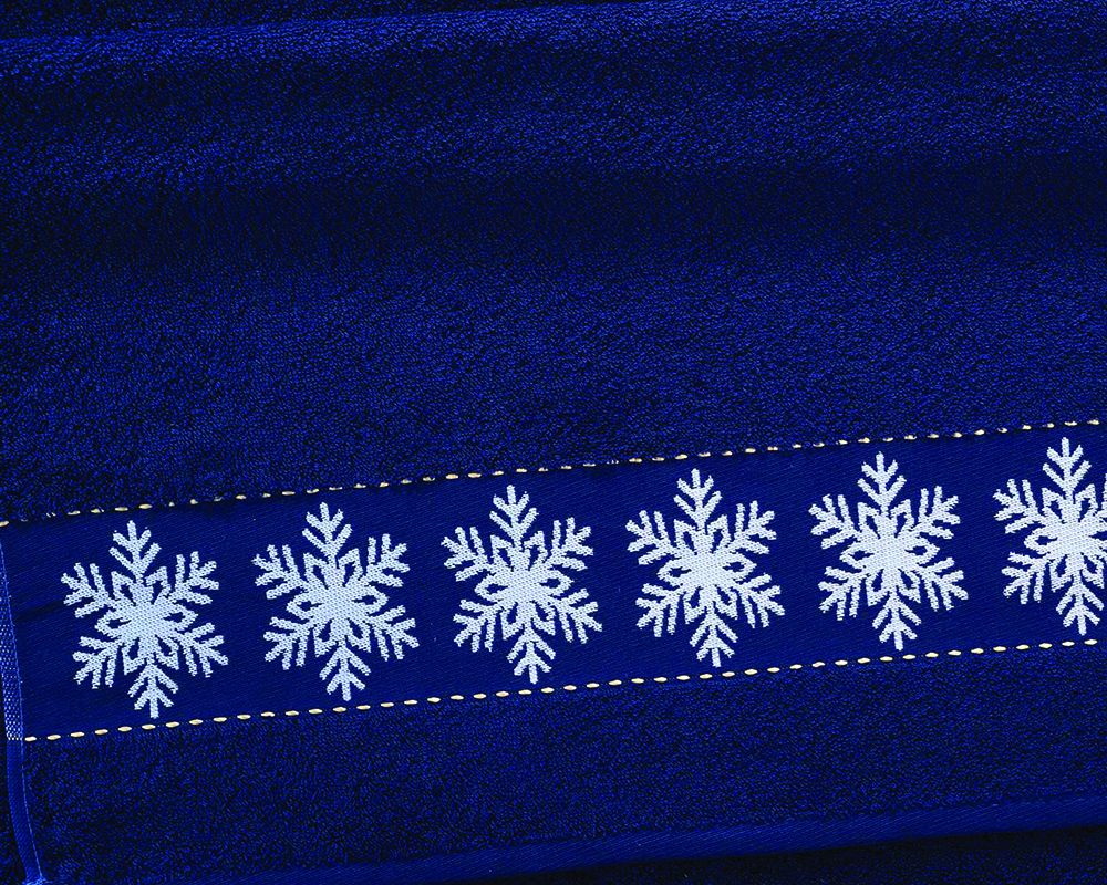 Полотенце махровое Снежинки - синий
