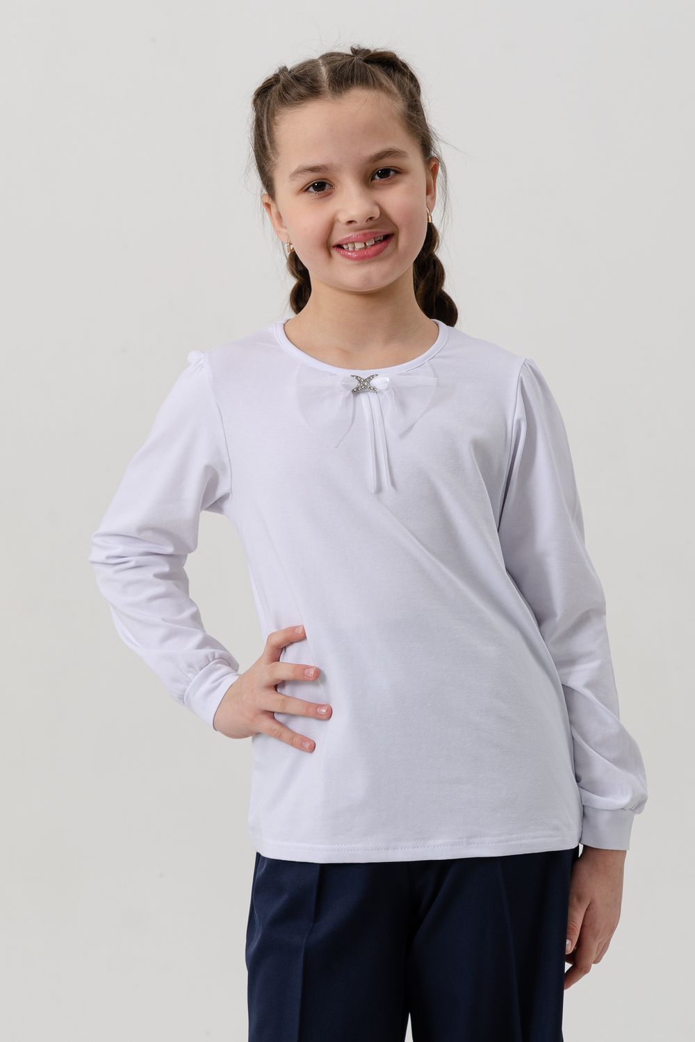 Блузка Микелла длинный рукав детская - белый