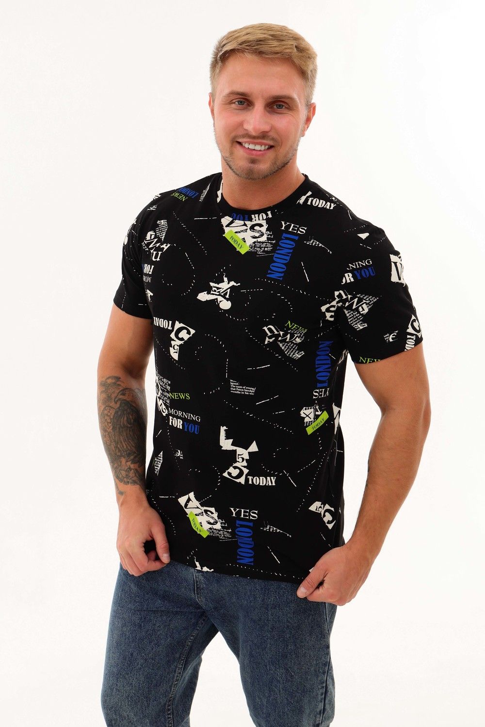 Футболка 003 - черно-синий