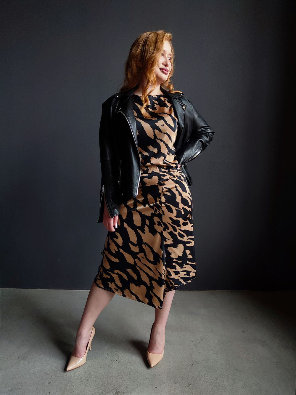 Юбка шелк 3203 - зебра карамель