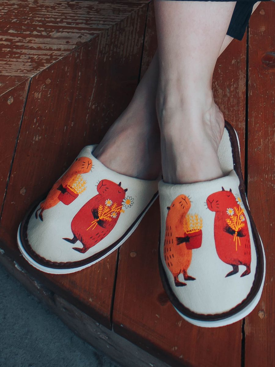 Тапочки домашние С-6ЖМ(пч)-МР - капибара/бежевый