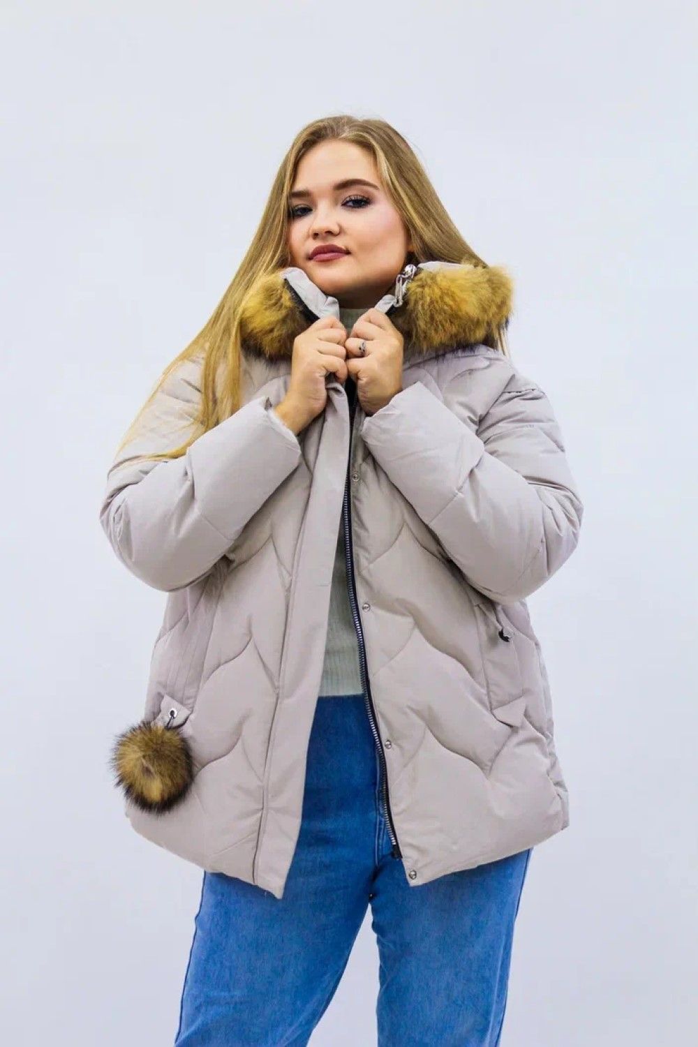 Зимняя женская куртка еврозима-зима 2879 - бежевый