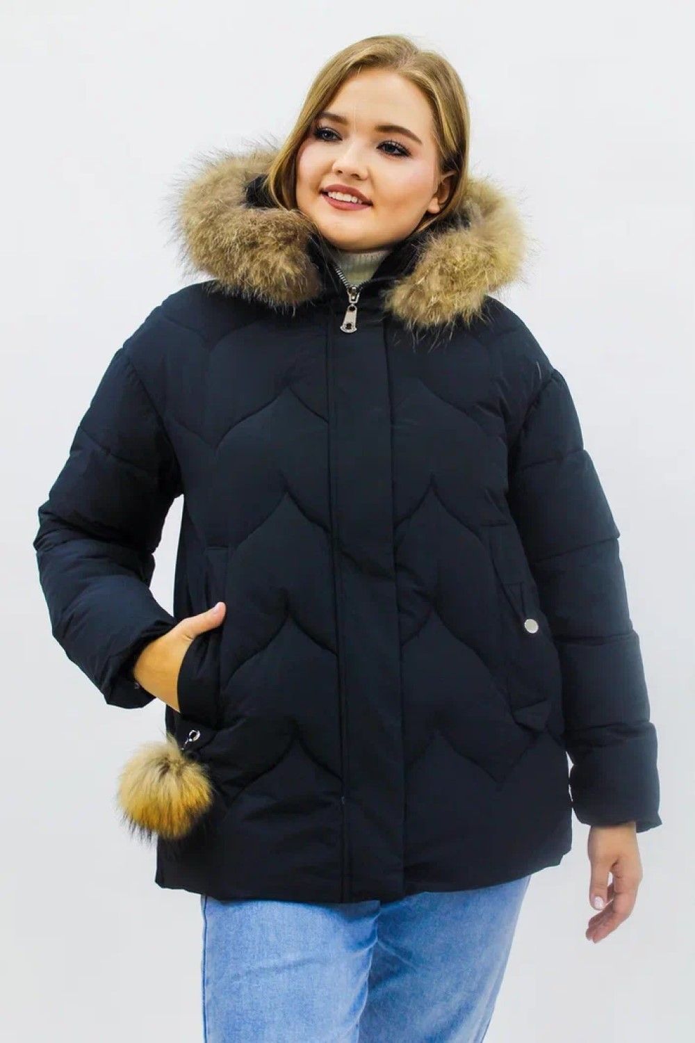 Зимняя женская куртка еврозима-зима 2879 - черный