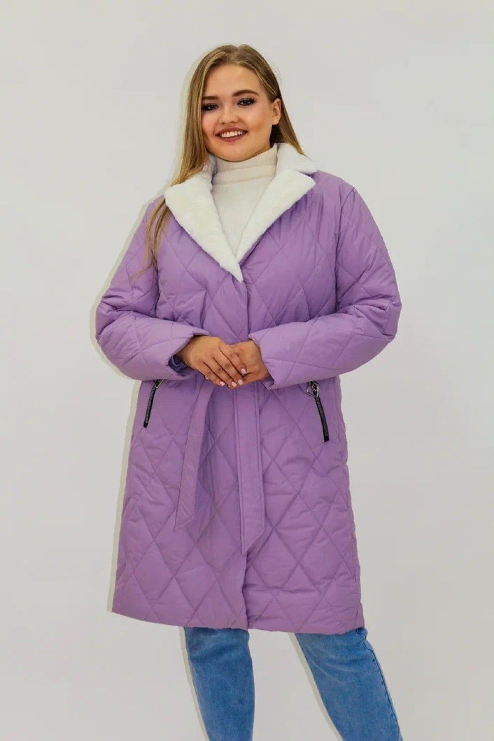 Демисезонная женская куртка осень-весна-еврозима 2816 - сирень