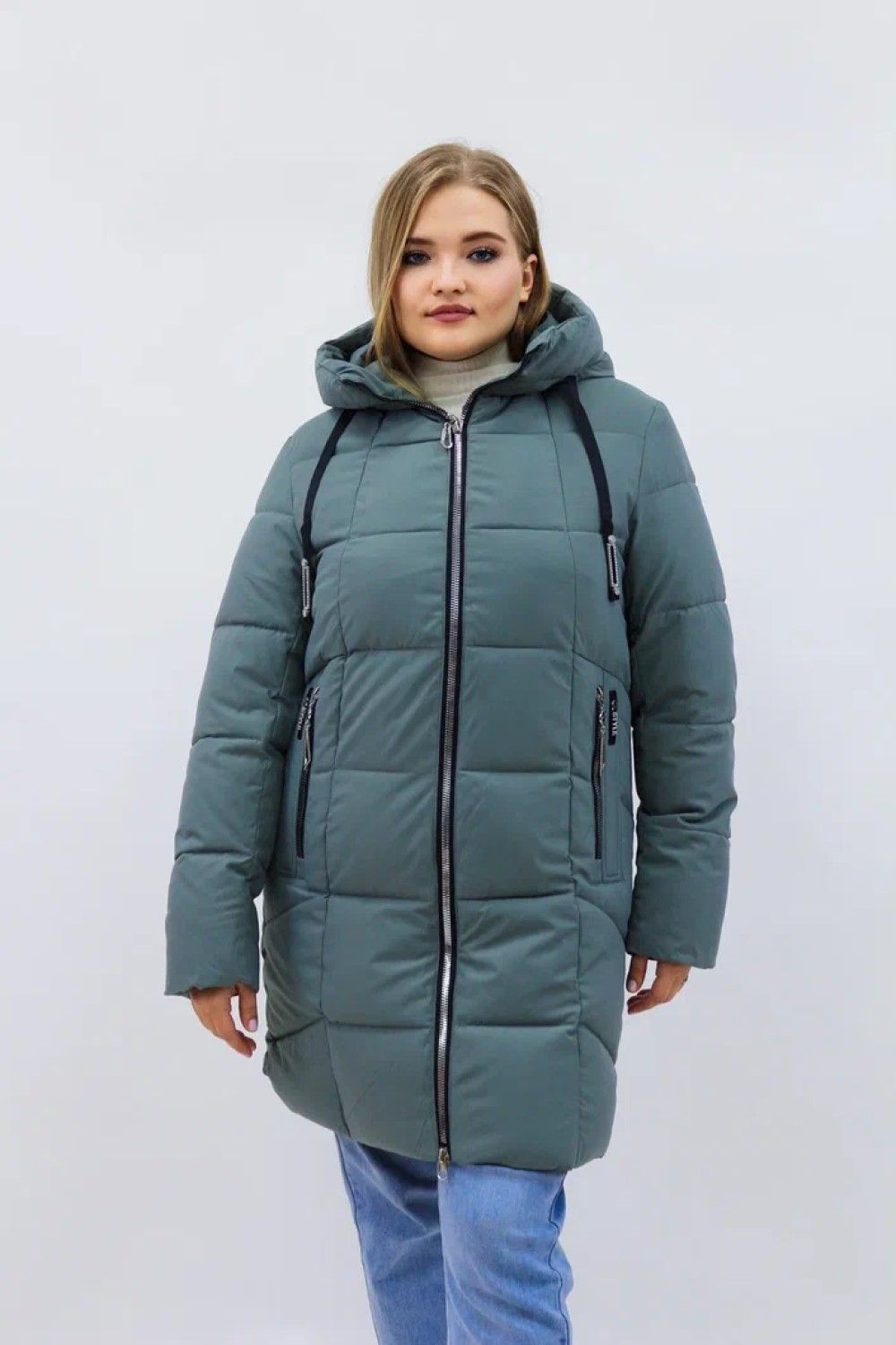 Зимняя женская куртка еврозима-зима 2830 - бирюзовый