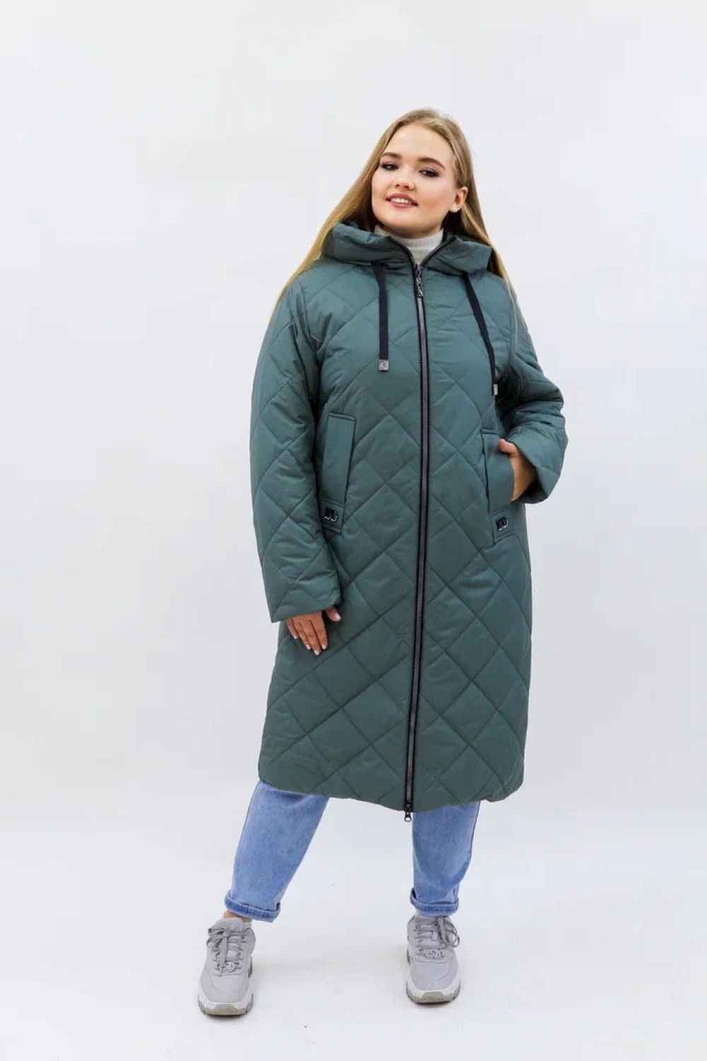 Демисезонная женская куртка осень-весна-еврозима 2810 - зеленый