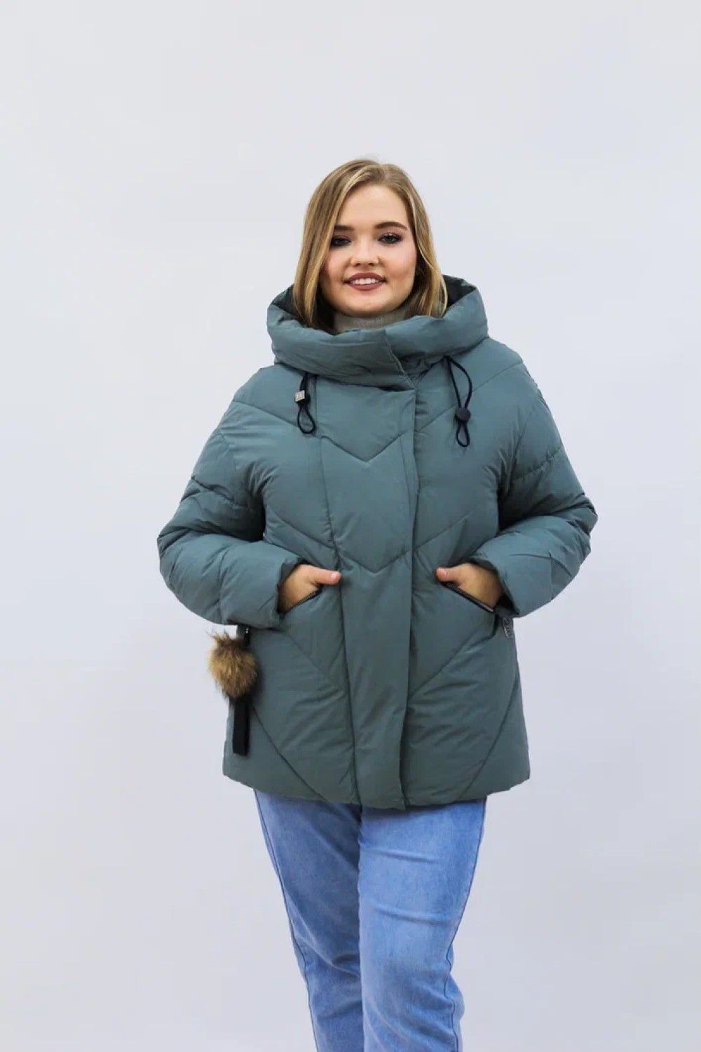 Зимняя женская куртка еврозима-зима 2876 - бирюзовый