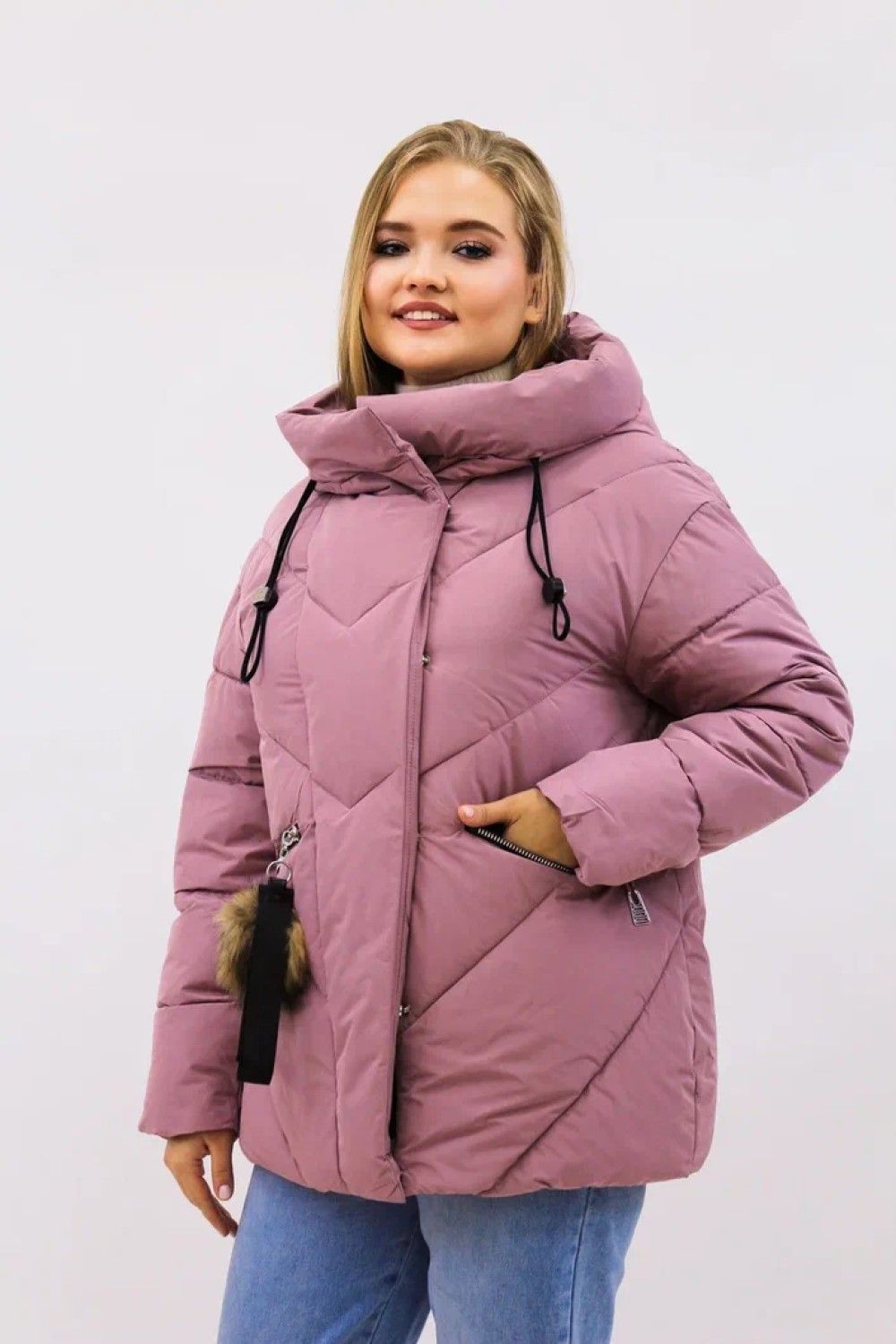 Зимняя женская куртка еврозима-зима 2876 - розовый