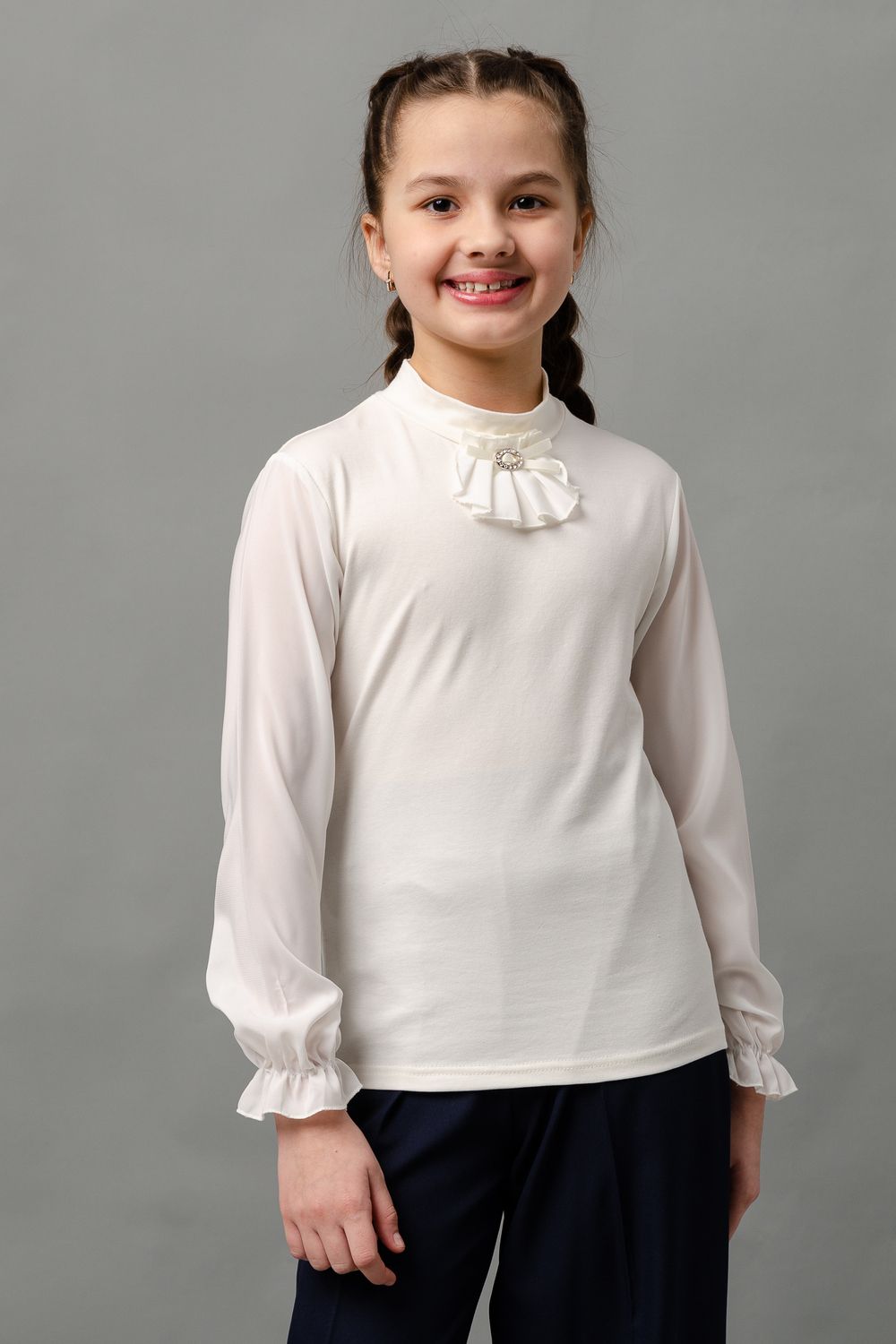 Блузка Сентябрина длинный рукав детская - экрю