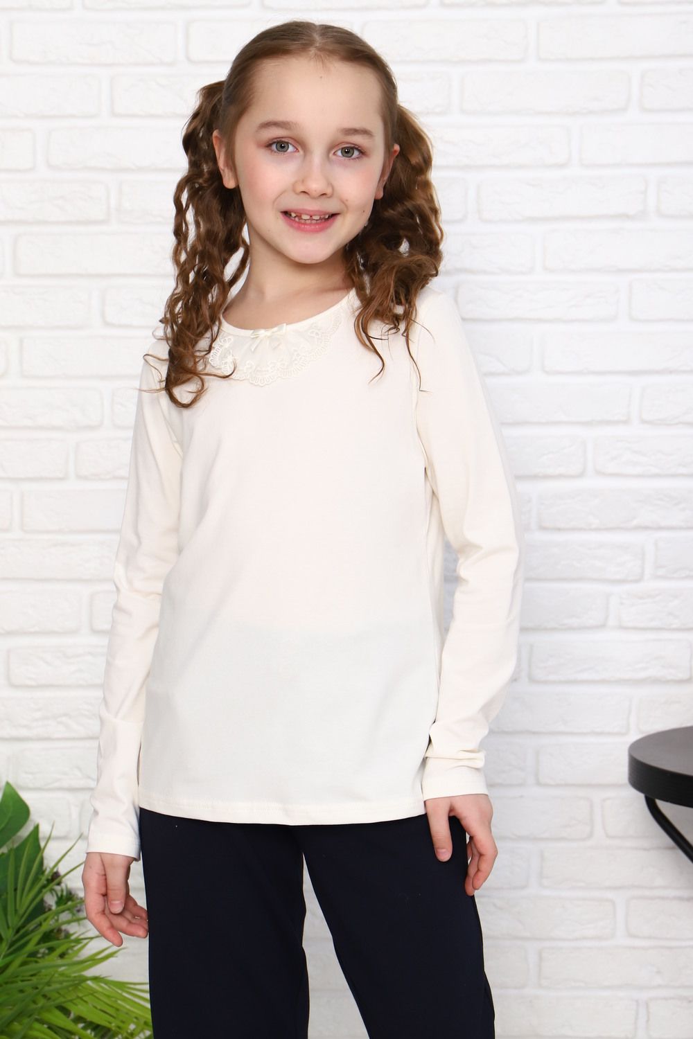 Блузка Олеся длинный рукав детская - экрю