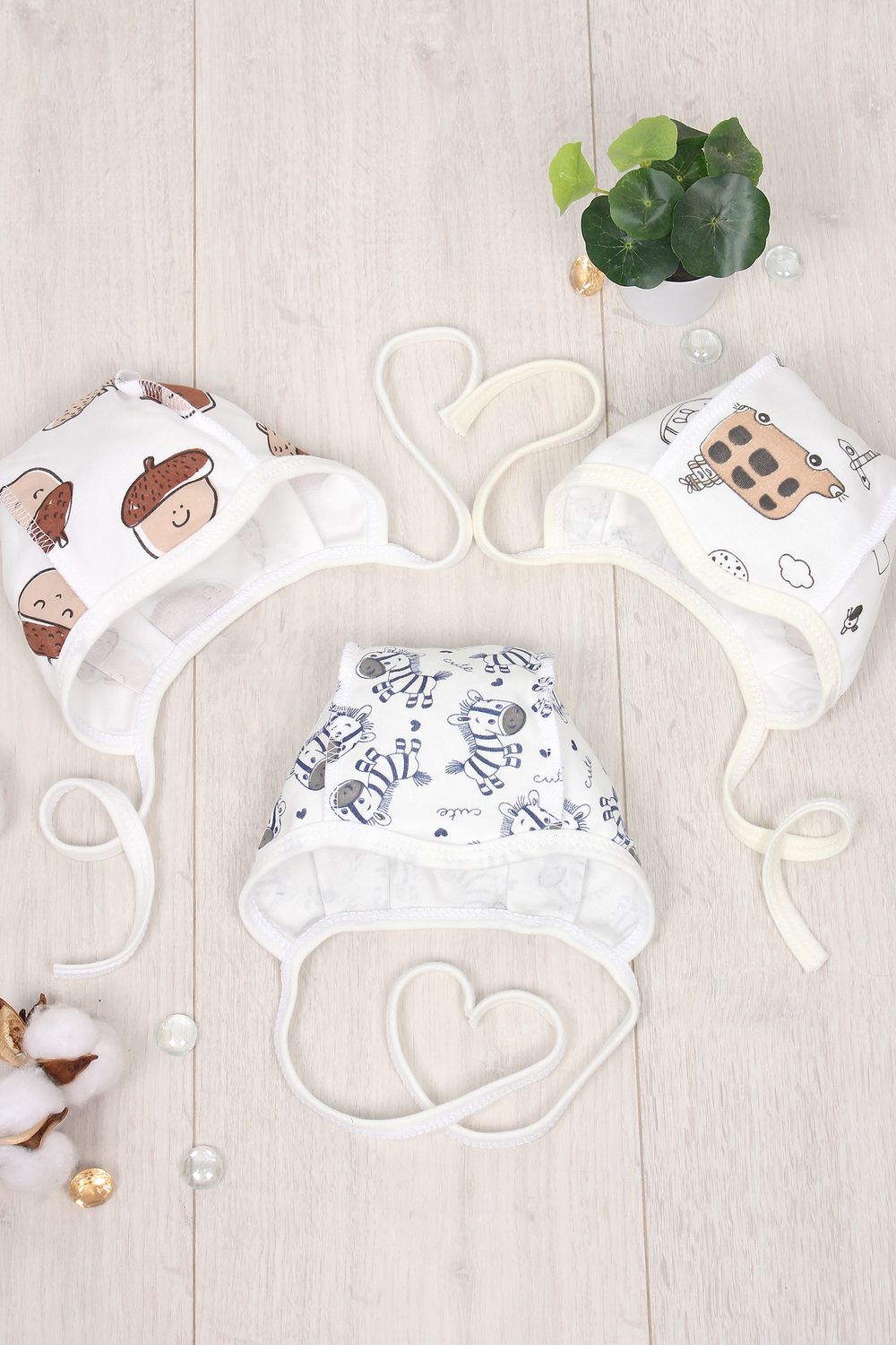 Набор 3 чепчика интерлок для мальчика в ассортименте арт.ЧП-3ИМ/ассортимент - ассорти