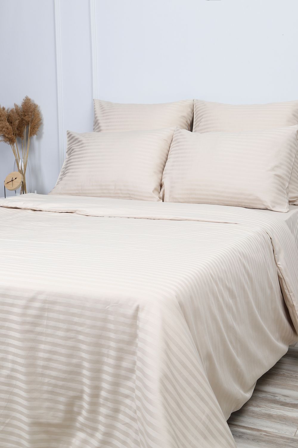 Пододеяльник из страйп-сатина Комфорт - фисташковый