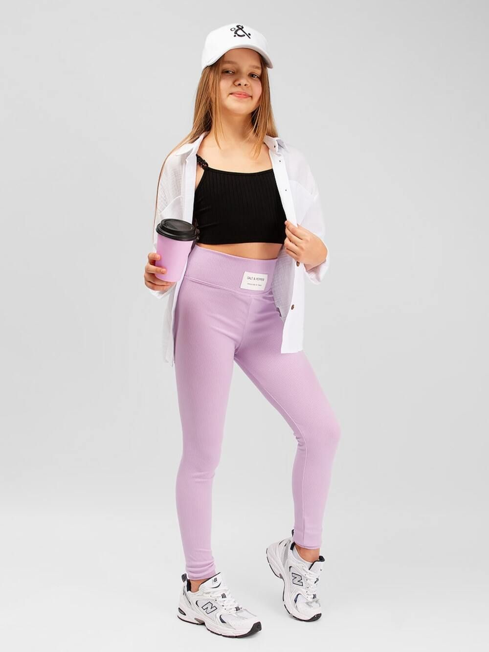 Лосины в рубчик для девочки SP8233 - сиреневый