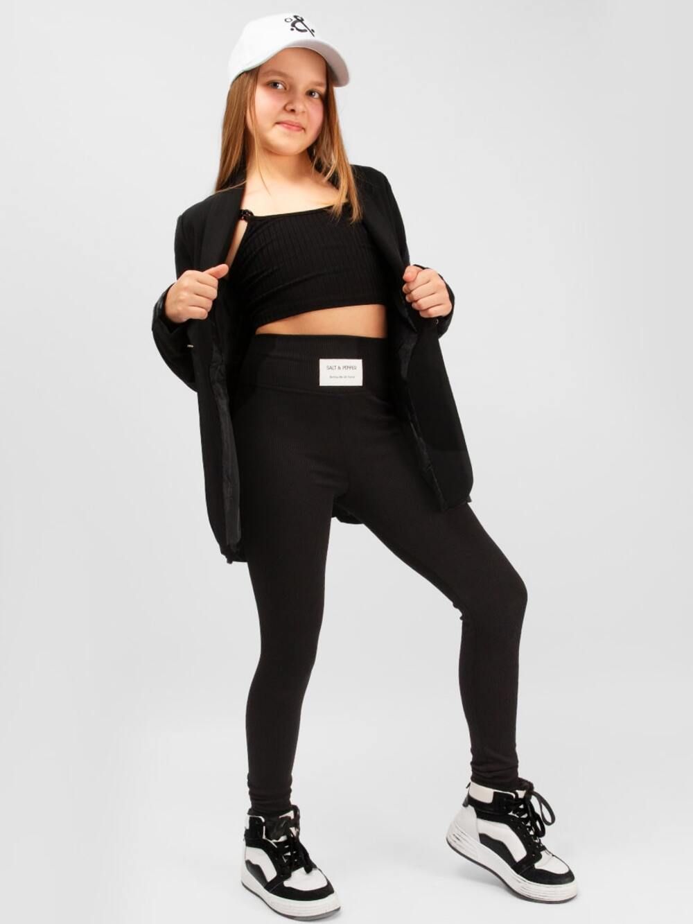 Лосины в рубчик для девочки SP8233 - черный