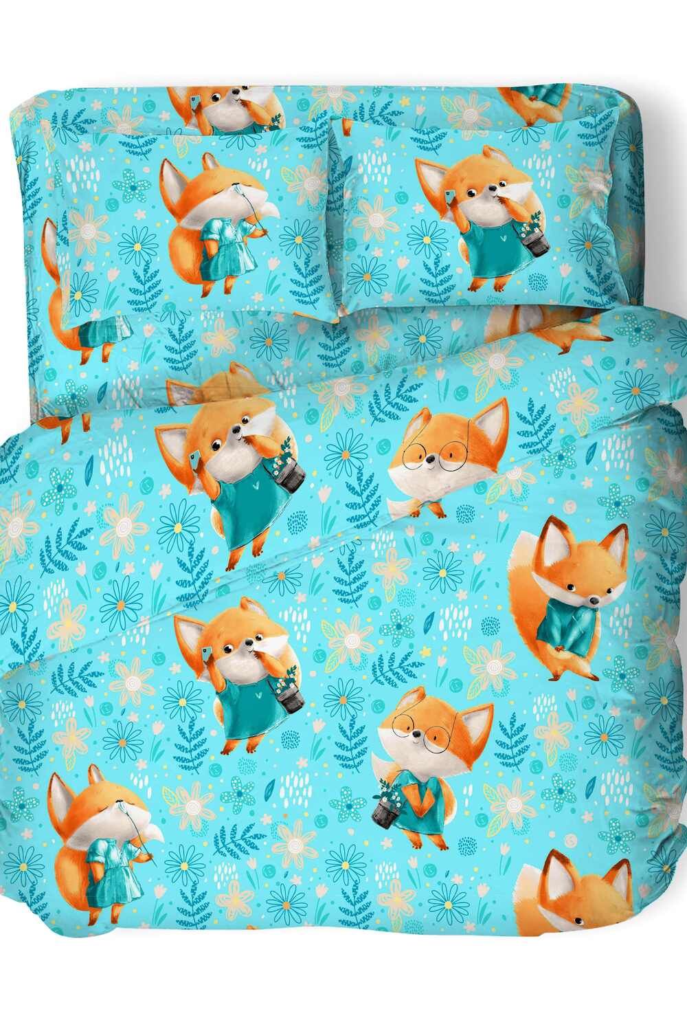 КПБ ЛИСИЧКИ поплин 1,5 сп - синий