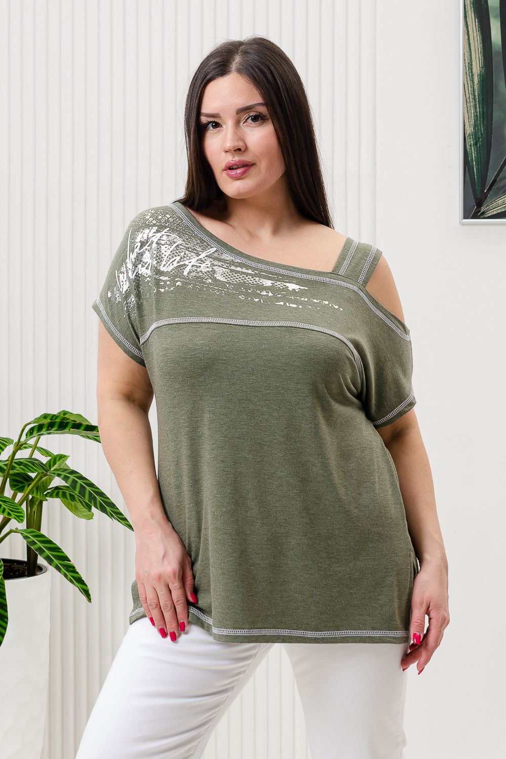 Туника 9042 - хаки меланж