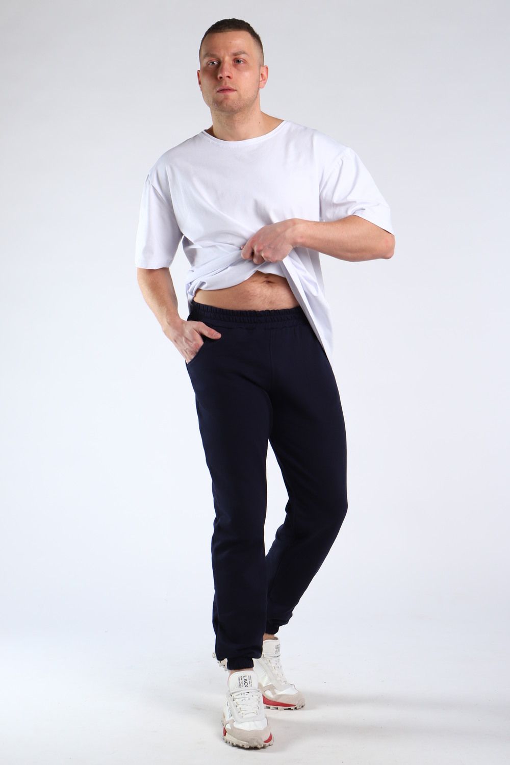 Брюки футер двухнитка с тонким начесом Арт. 1009 - синий