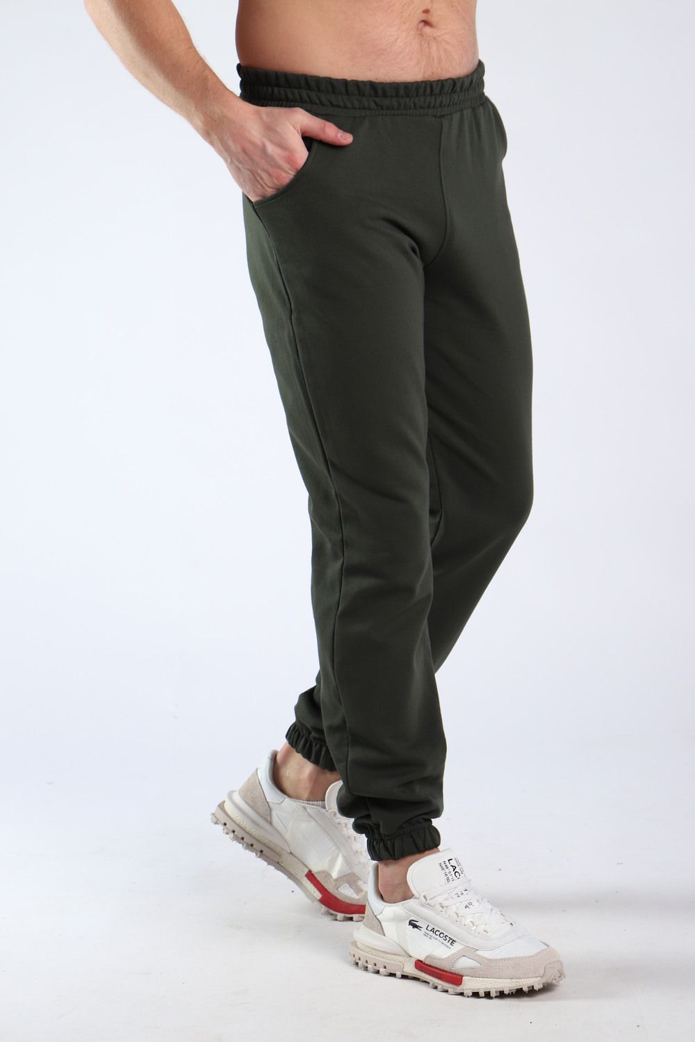 Брюки футер двухнитка с тонким начесом Арт. 1009 - хаки