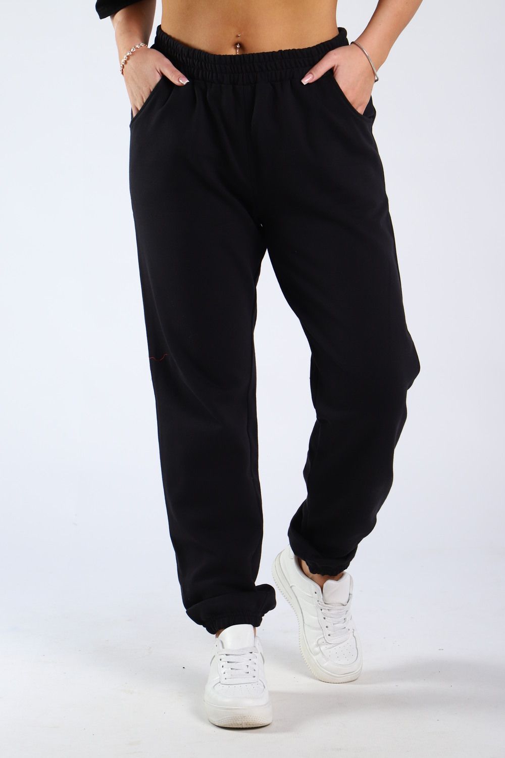 Брюки футер двухнитка с тонким начесом Арт. 1009 - черный